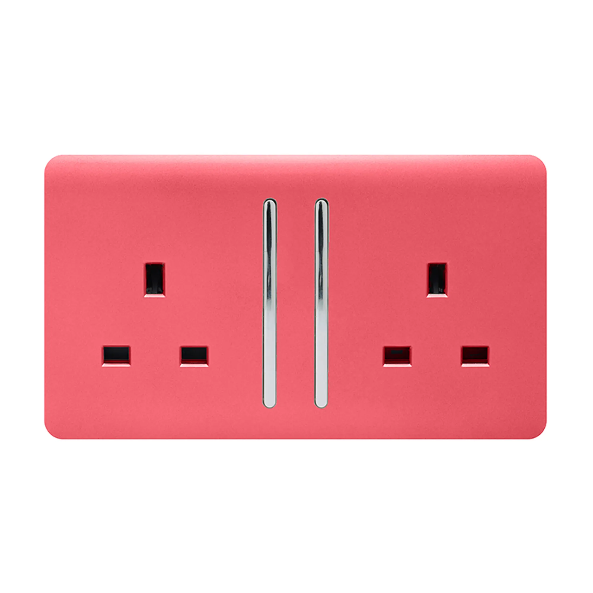 2 Gang 13Amp Long Switched Double Socket Strawberry